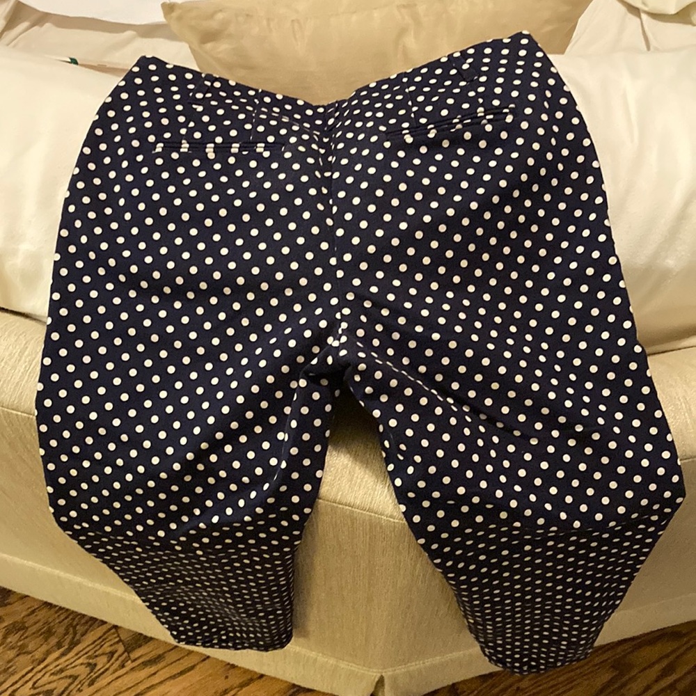 Boden Chelsea Turn Up Straight Leg Pants Navy White Polka Dot Size 6 P